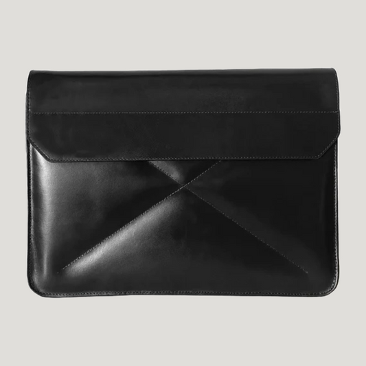 Elzoro Black Executive Leather Laptop Sleeve