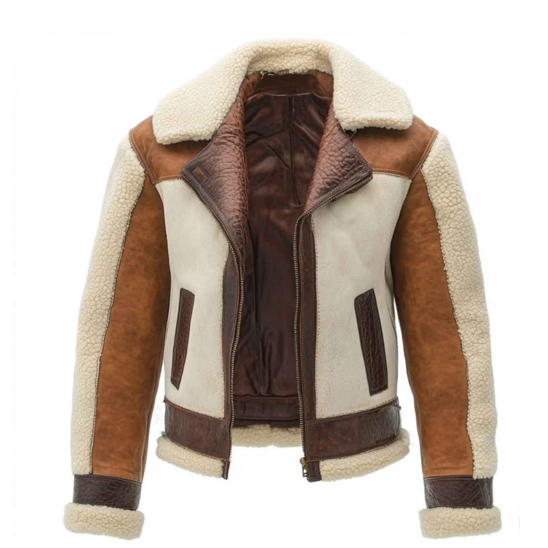 Women's Vintage Shearling Leather Aviator Jacket