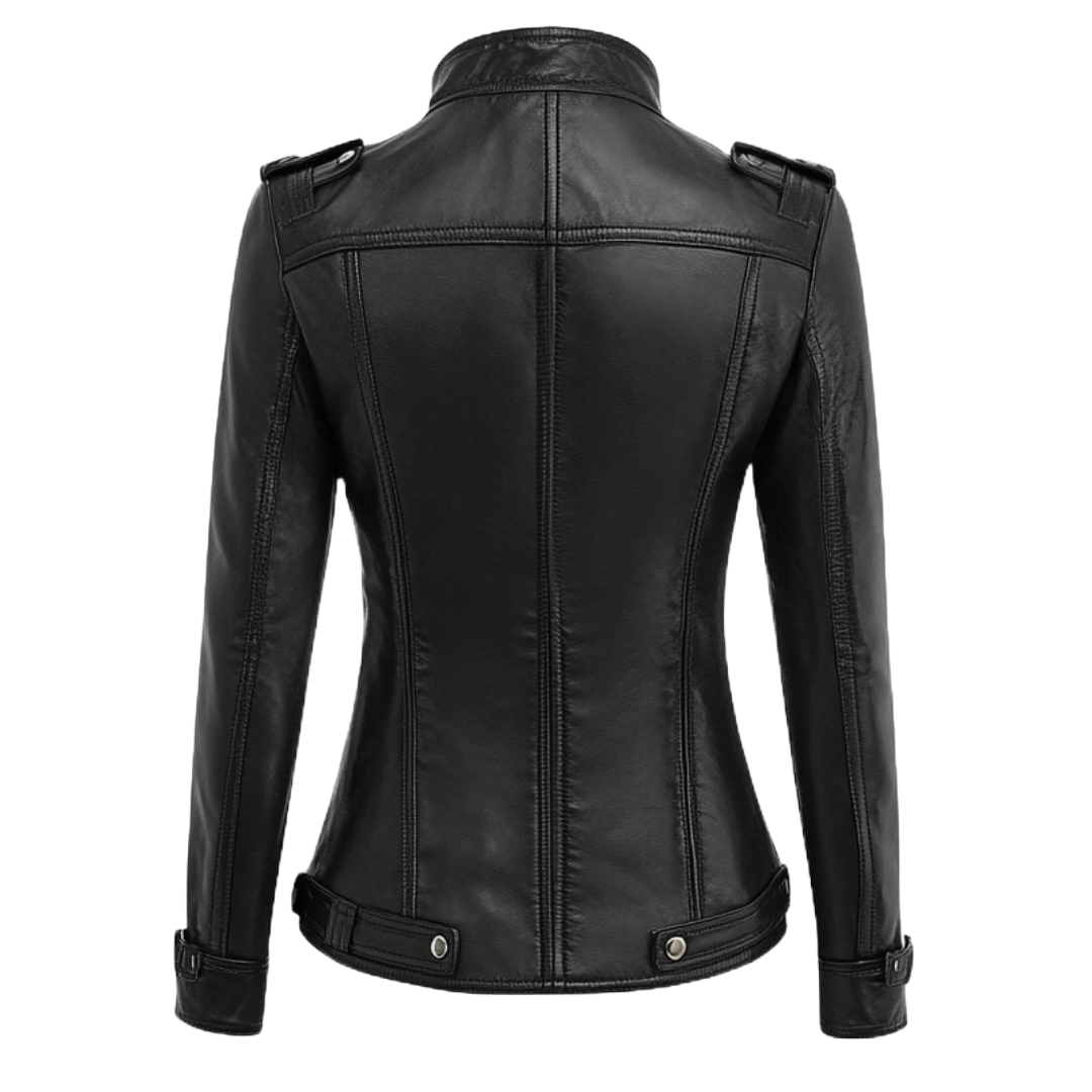 Women's Genuine Leather Military Style Jacket