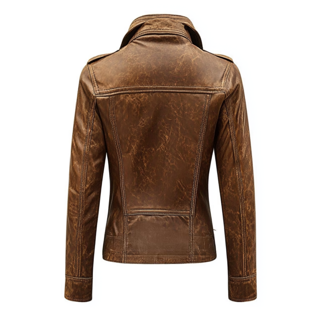 Vintage Brown Real Leather Women's Jacket