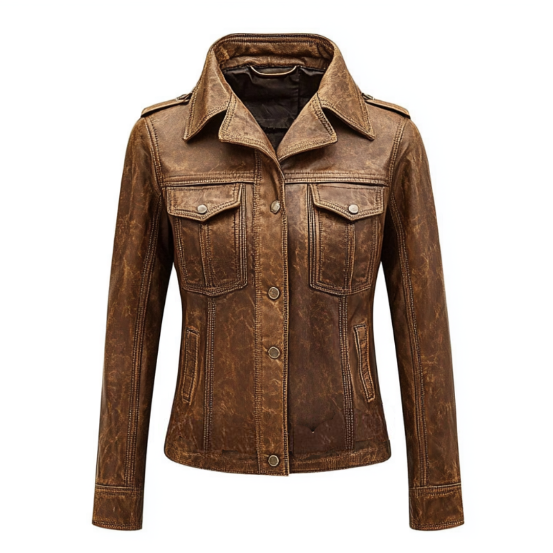 Vintage Brown Real Leather Women's Jacket