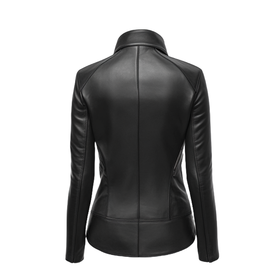 Women's Real Leather Slim Fit Jacket – Sleek Black Design