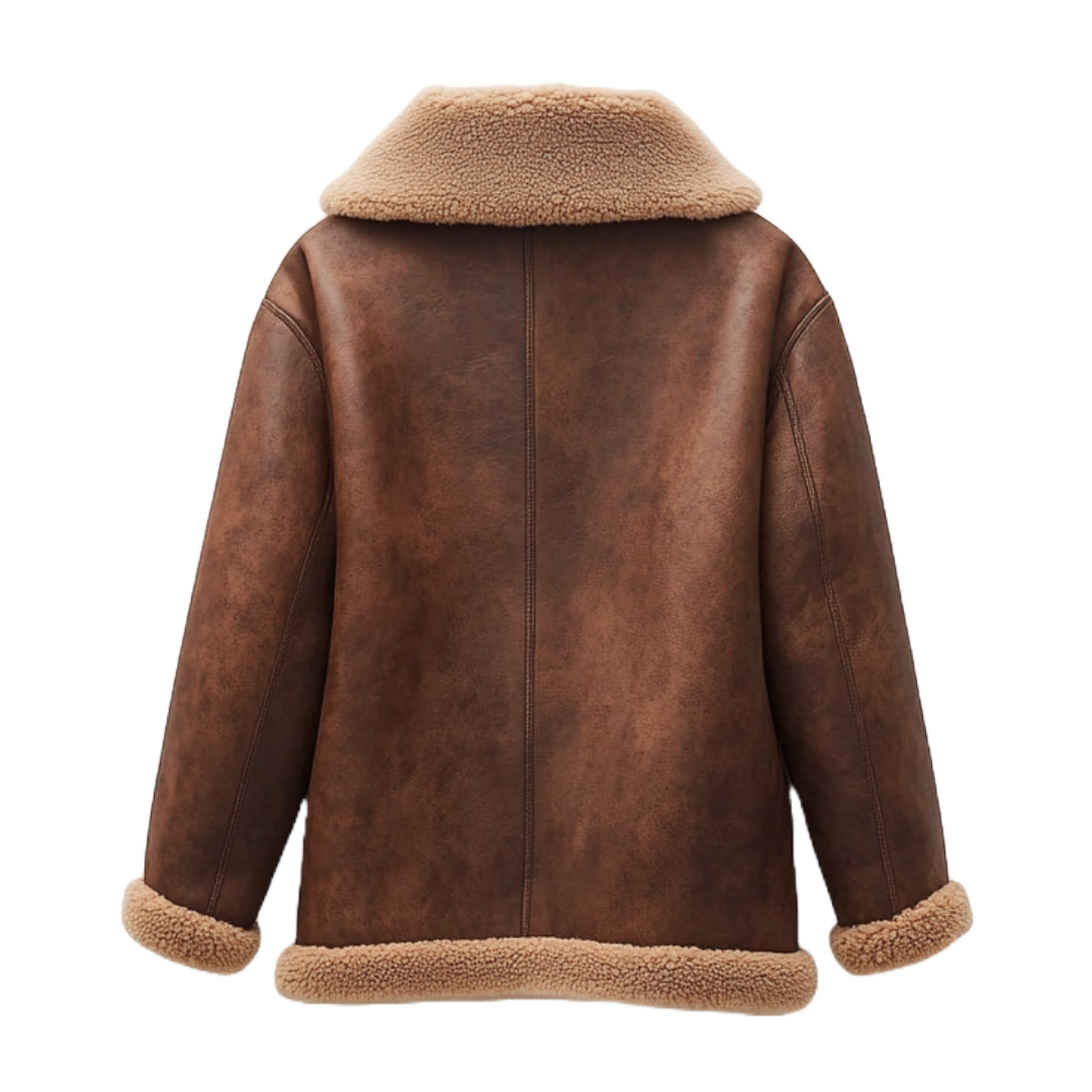 Women's Real Leather Shearling-Lined Jacket - Cozy and Stylish Winter Essential