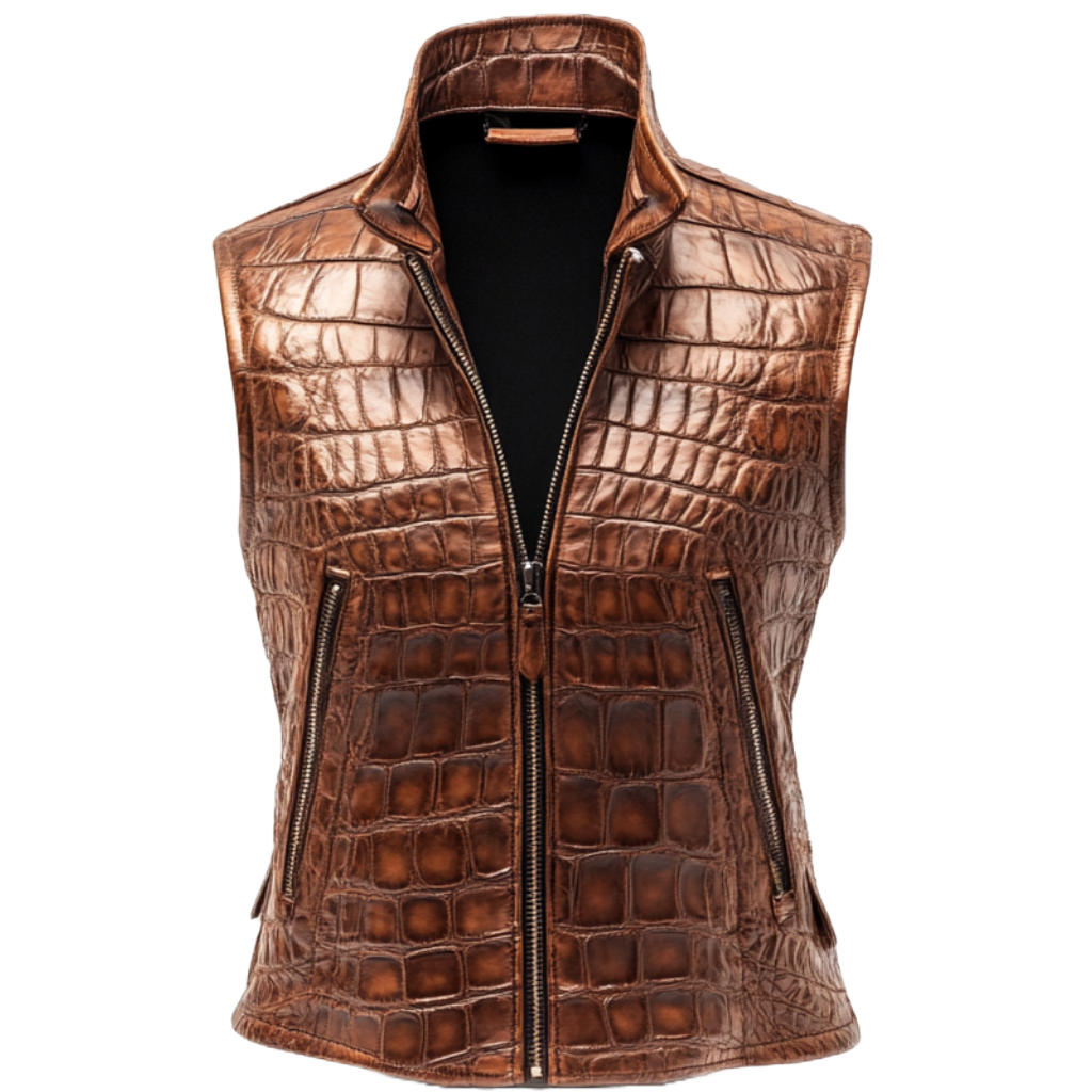 Women's Croc-Embossed Leather Vest