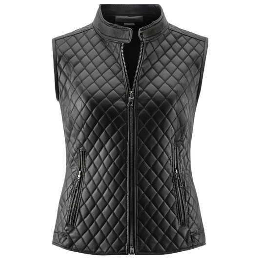 Women's Quilted Leather Vest