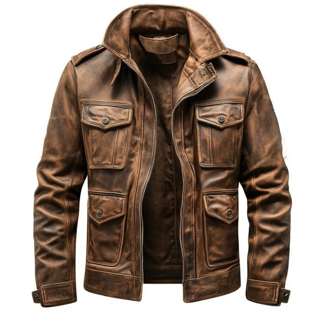 Men’s Vintage Brown Distressed Leather Jacket