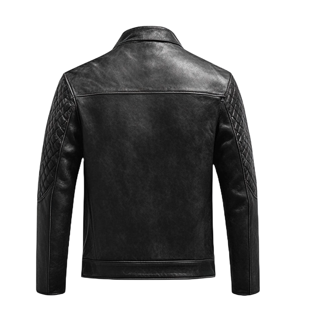 Men's Quilted Black Leather Jacket