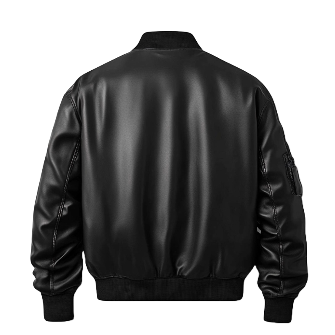 Men’s Classic Black Bomber Leather Jacket