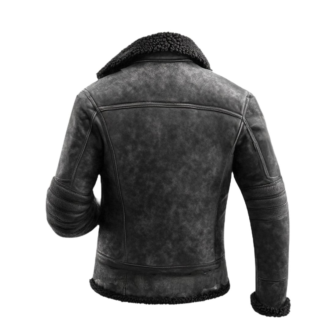 Men's Black Shearling Lined Leather Jacket