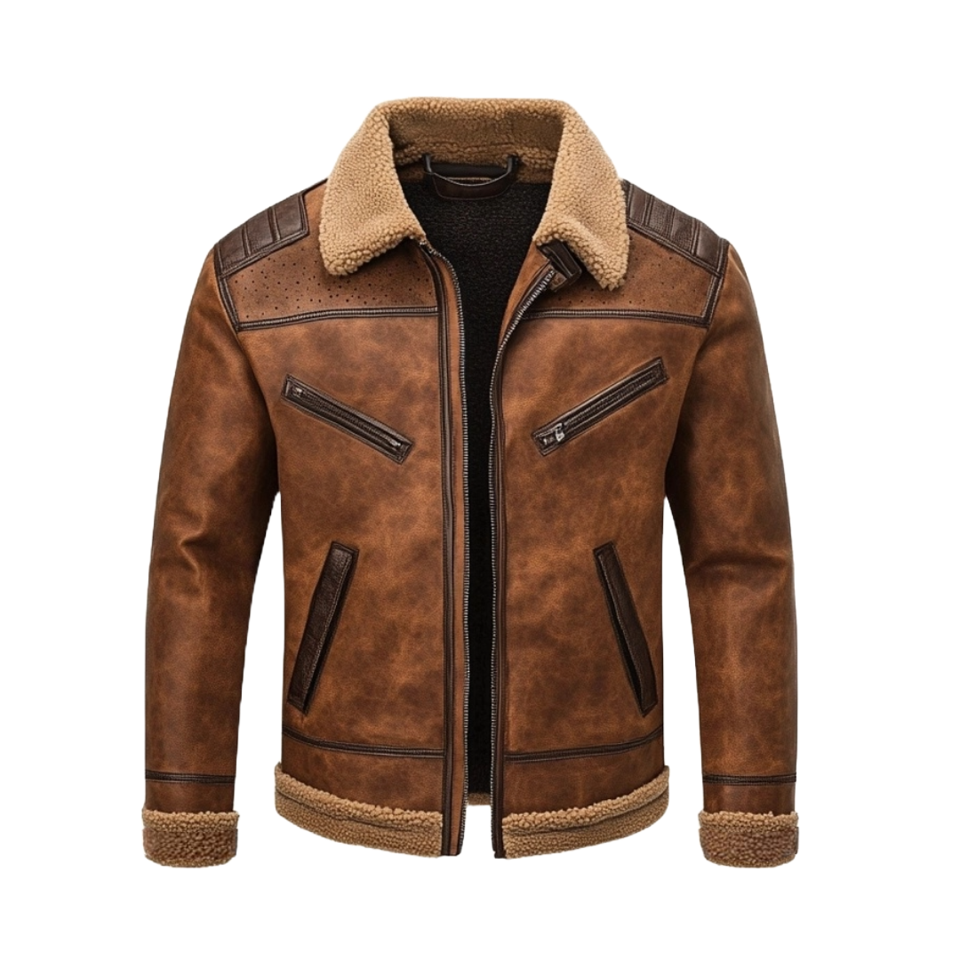 Men’s Vintage Brown Shearling Leather Jacket