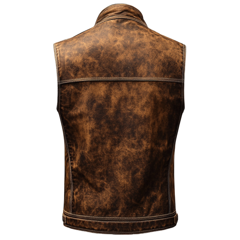 Vintage Distressed Leather Vest for Men