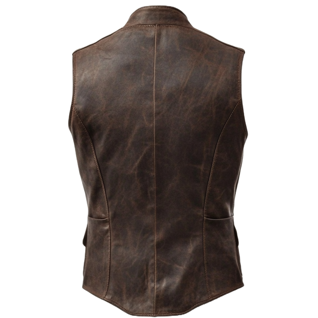 Vintage Distressed Leather Vest for Men