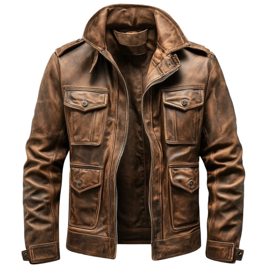 Men’s Vintage Brown Distressed Leather Jacket