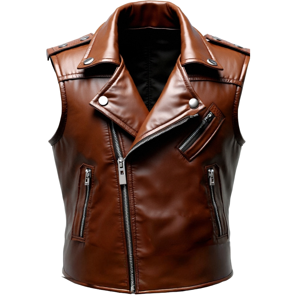 Men's Premium Brown Leather Biker Vest