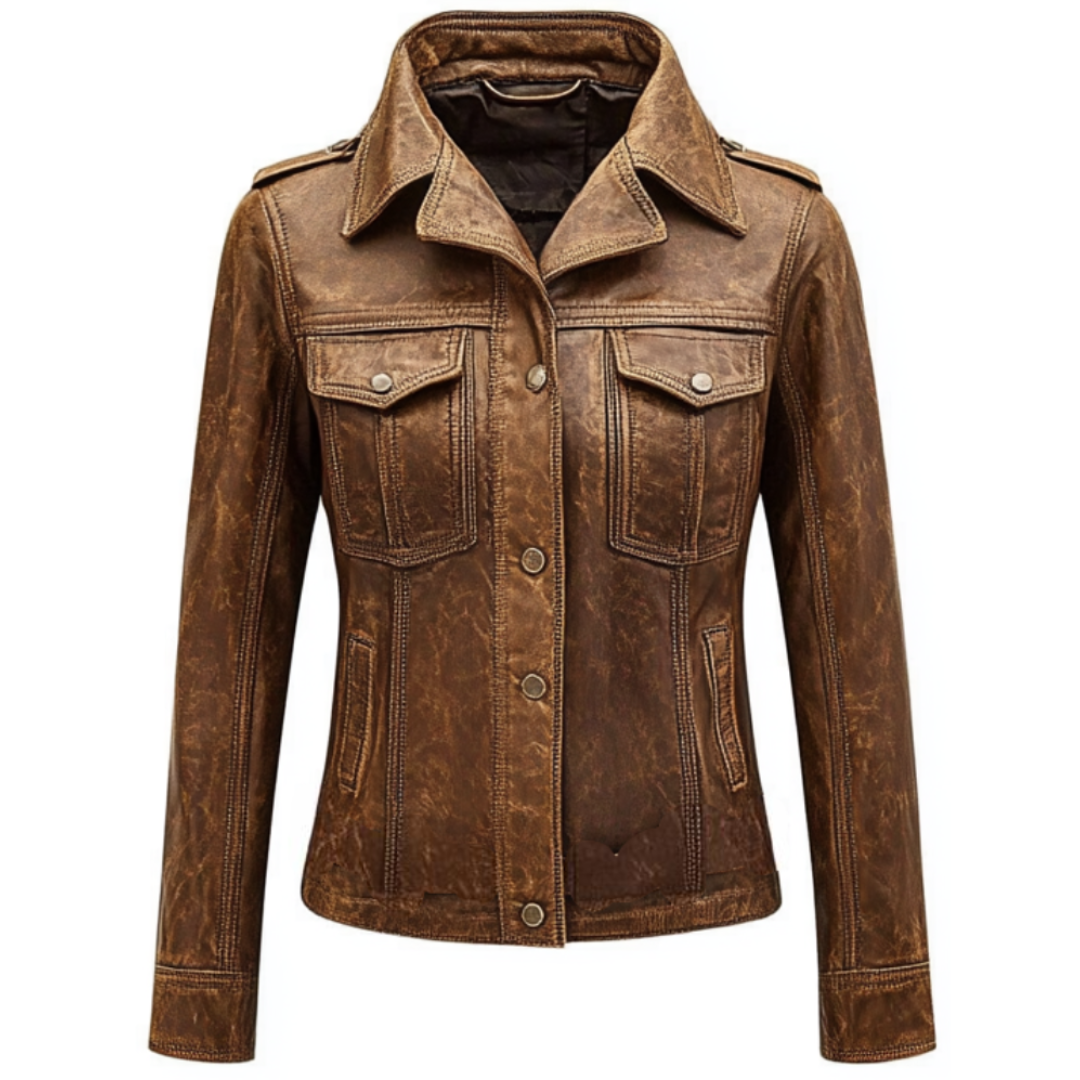 Vintage Brown Real Leather Women's Jacket