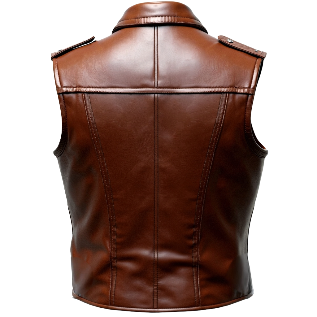 Men's Premium Brown Leather Biker Vest