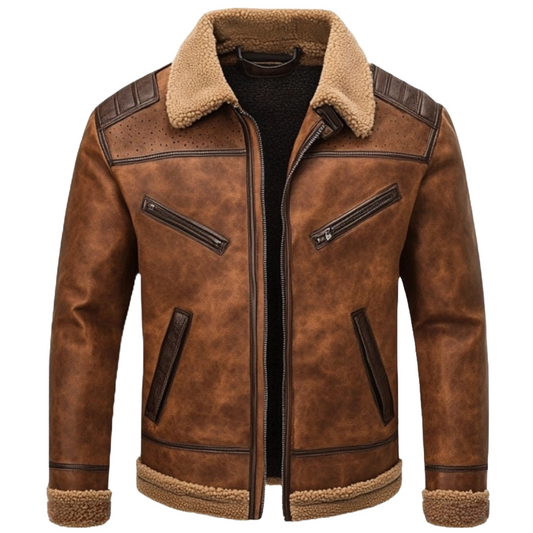 Men’s Vintage Brown Shearling Leather Jacket