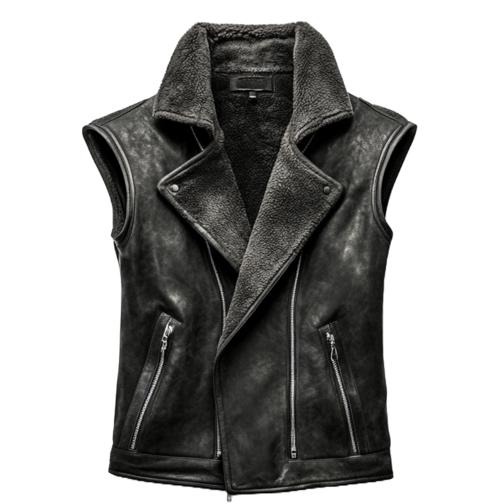 Timeless Women's Black Shearling Leather Vest