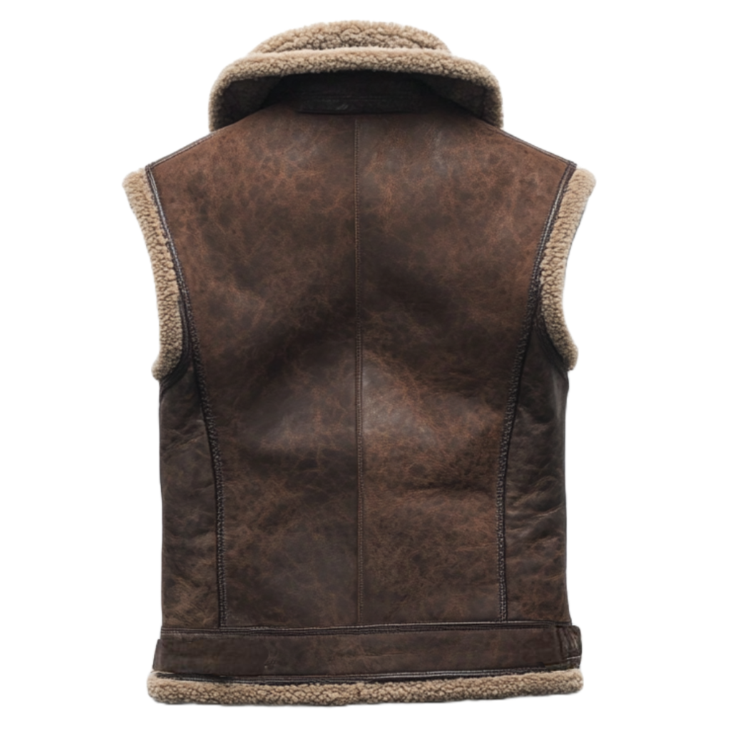 Women's Vintage Brown Shearling Leather Vest