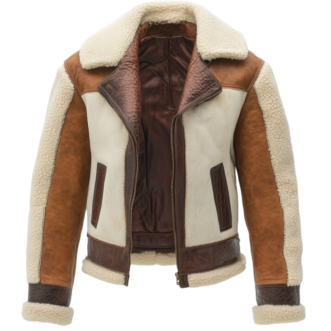 Women's Vintage Shearling Leather Aviator Jacket